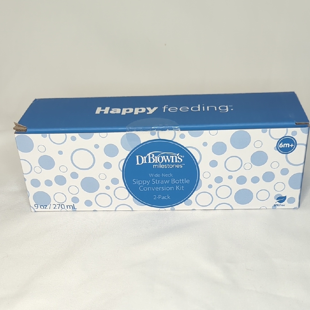 Dr. Brown's Blue and White Sippy Straw Bottle Kit